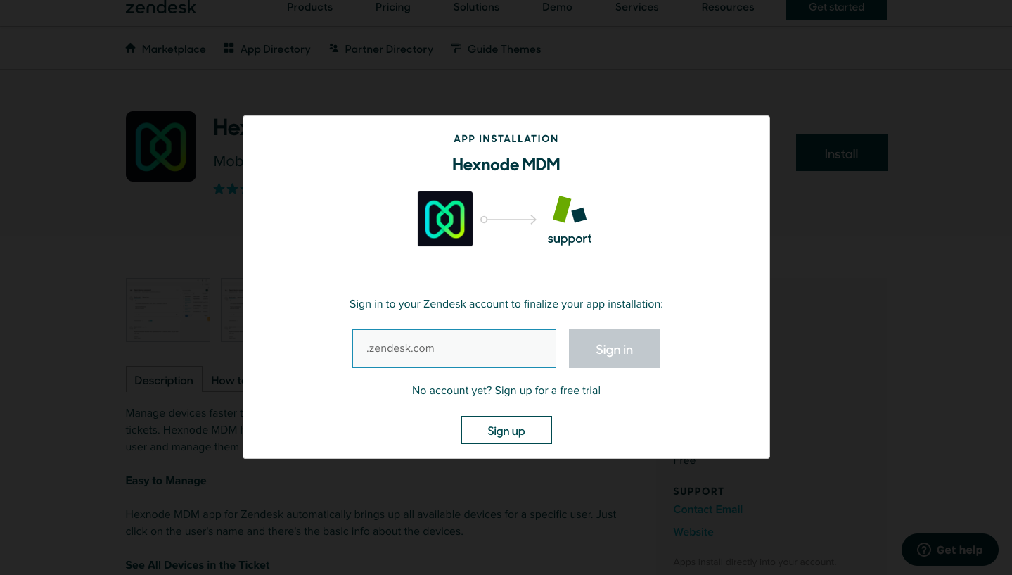 Zendesk and Hexnode MDM Integration