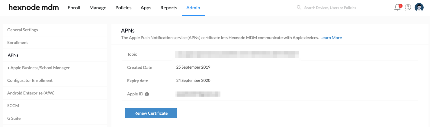 Configure APNs certificate