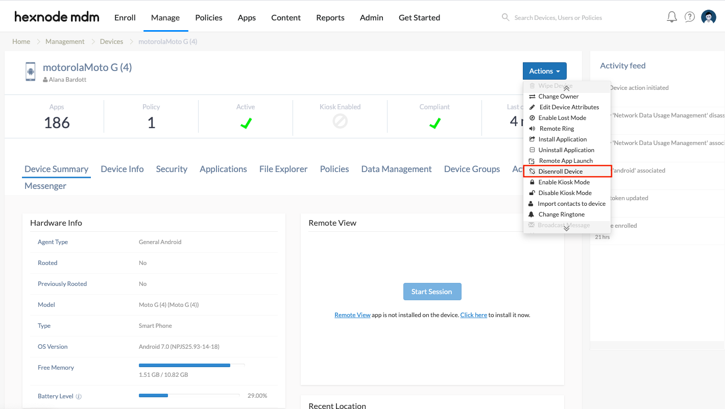 How To Disenroll And Delete Device Hexnode Help Center