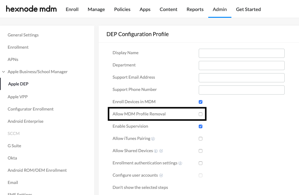How To Make Mdm Profile Non Removable On Ios Devices Hexnode Help Center