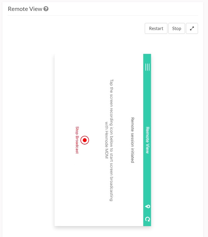 The device display shows up rotated on the portal remote display