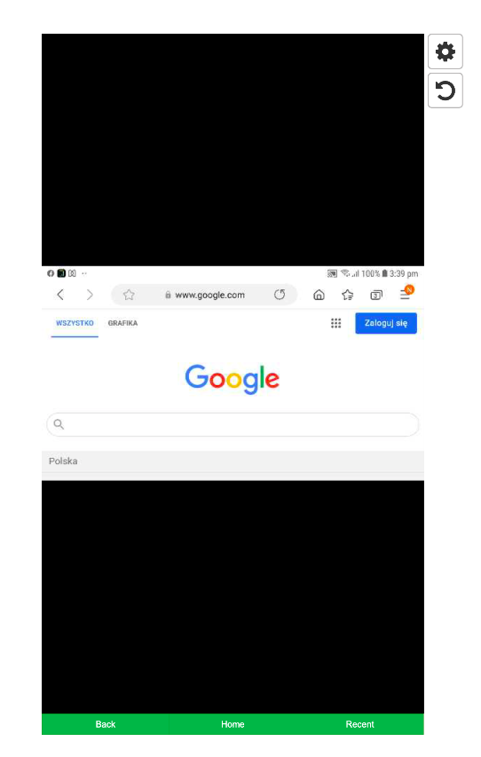 The remote view display may add black lines on top and bottom to adapt the frame to device-end display
