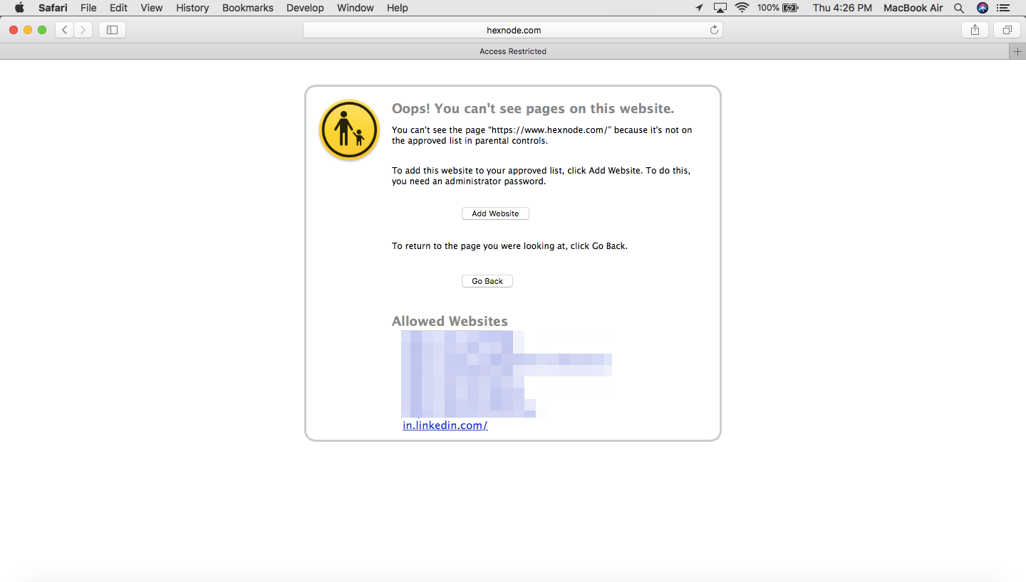 configure whitelisted web content filter on mac with hexnode mdm 