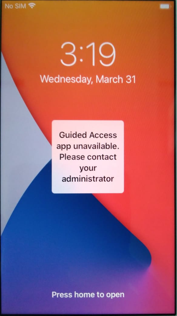  Guided access mode when Single app kiosk is configured