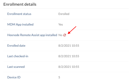 click on the update icon beside No to request app installation