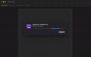 Restarting device popup in Apple Configurator