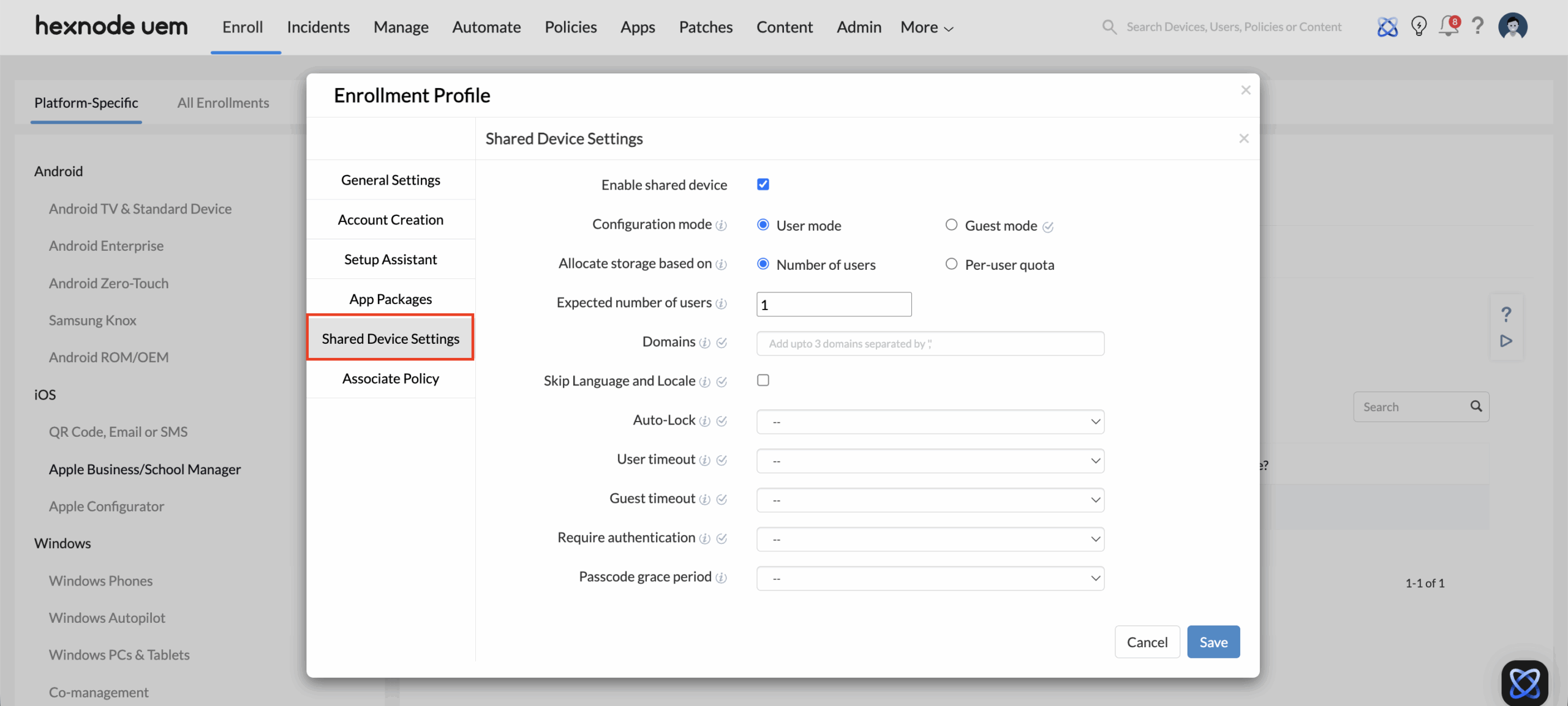 iOS Shared Device Settings Guide | Hexnode UEM
