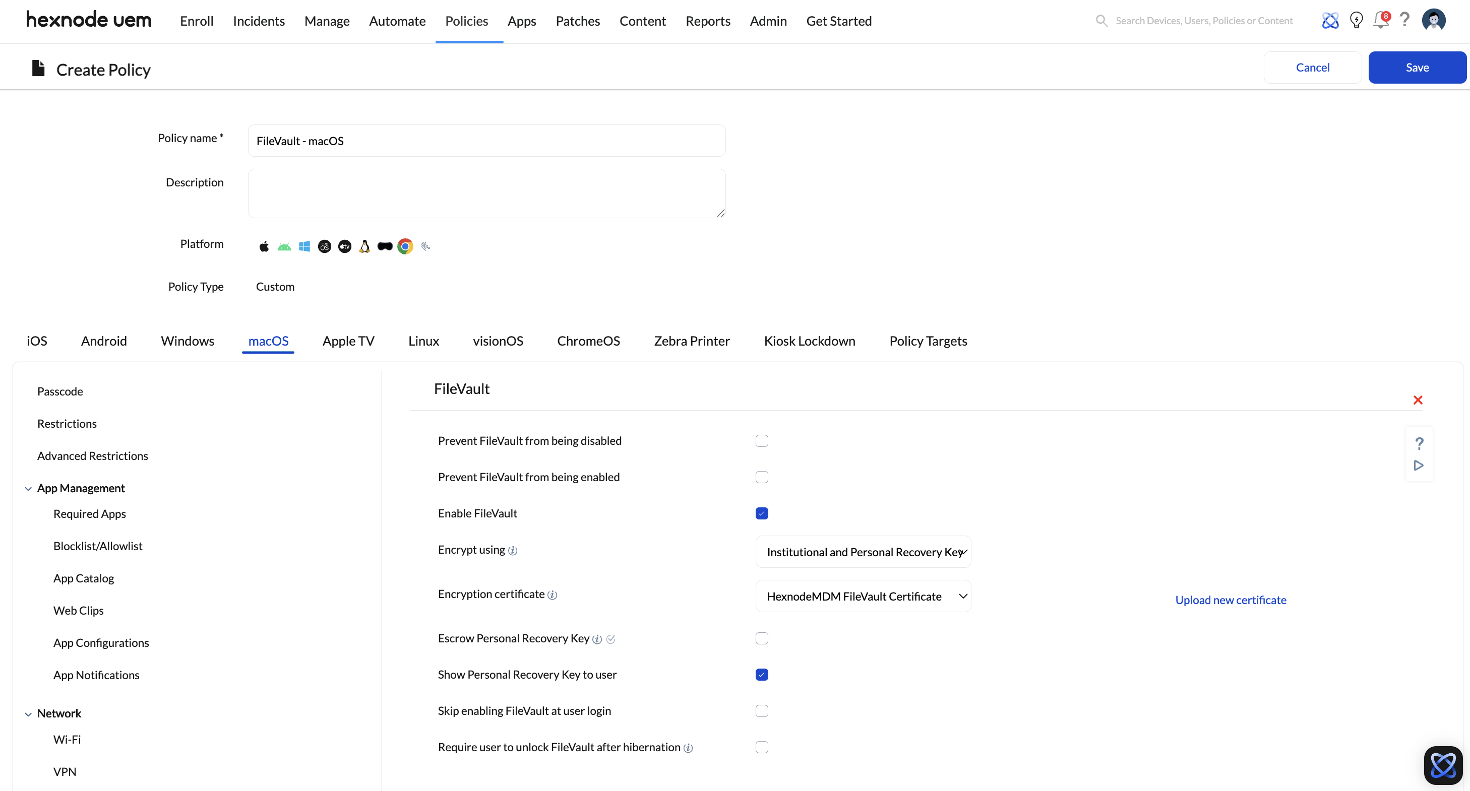 How to Configure macOS FileVault Encryption with Hexnode UEM