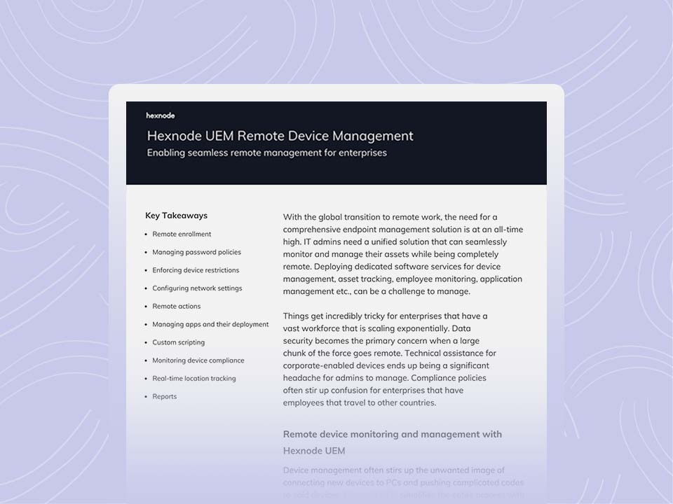 hexnode uem remote device management