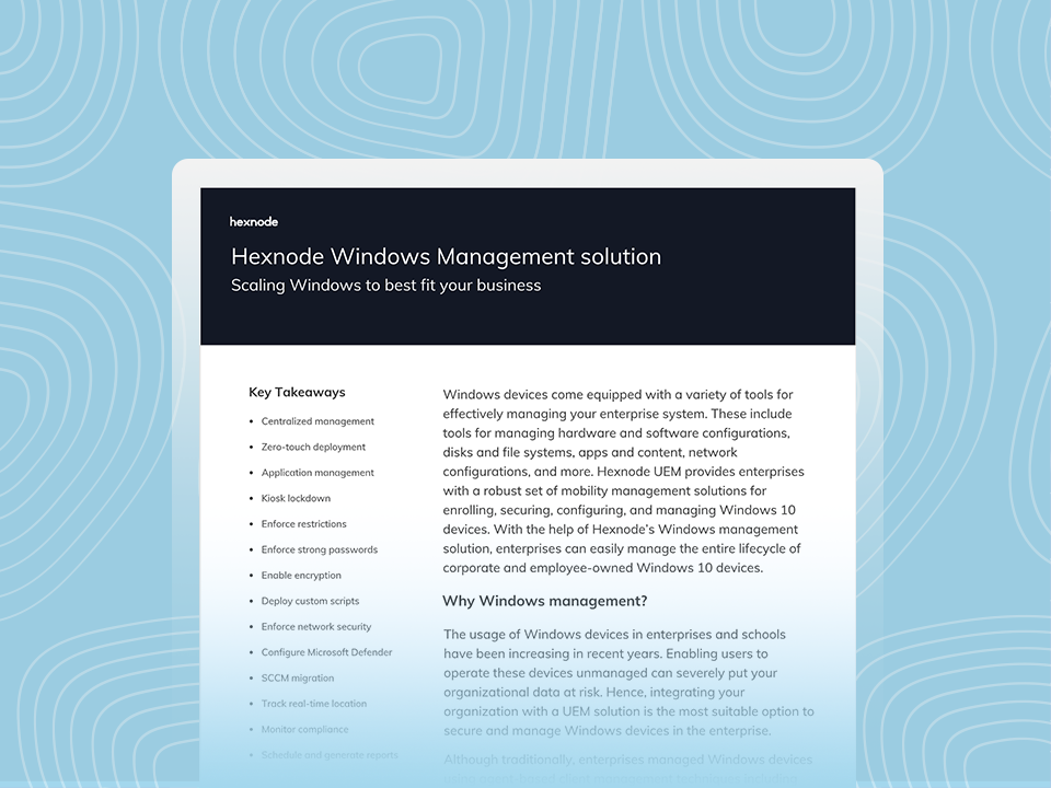 hexnode windows management solution