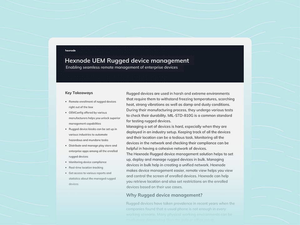 hexnode uem rugged device management