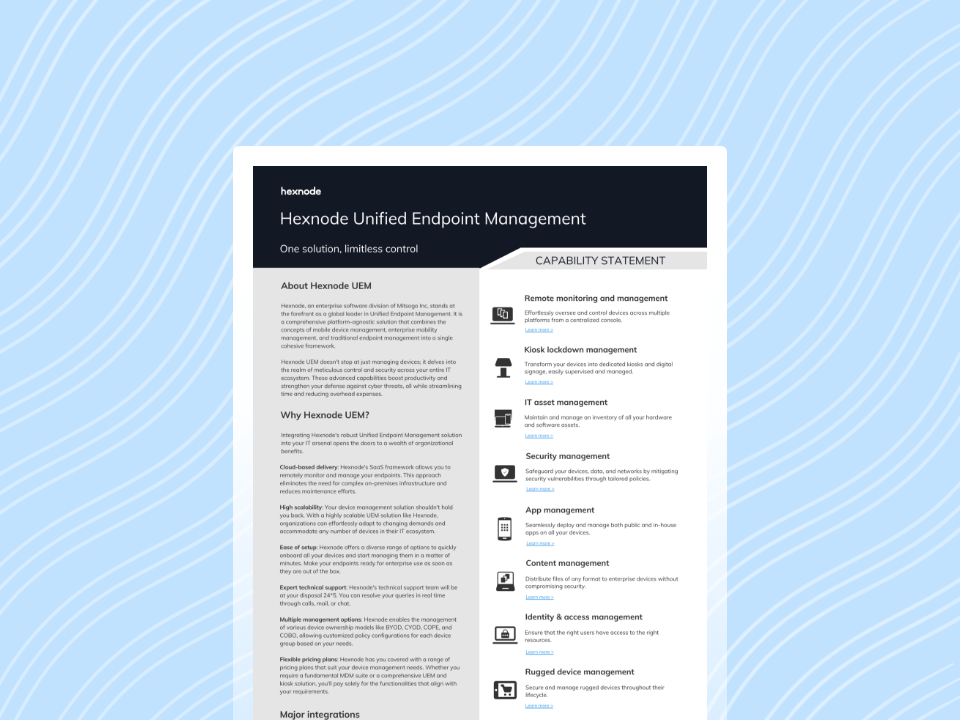 Hexnode UEM capability statement