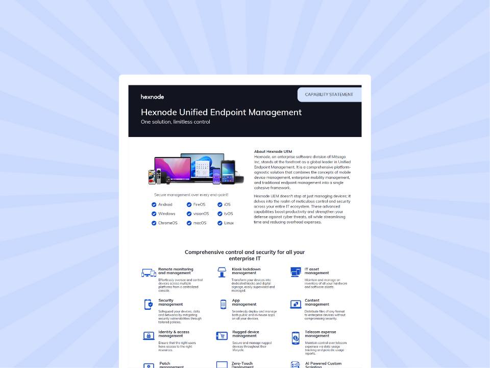 Hexnode UEM capability statement